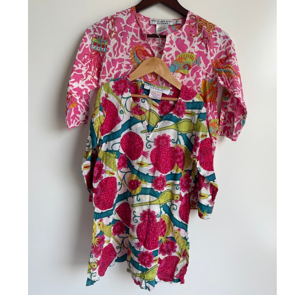 Gretchen Scott Designs Girls Cotton Tunic Set Pink Sea Life Pomegranate 8/10 LOT